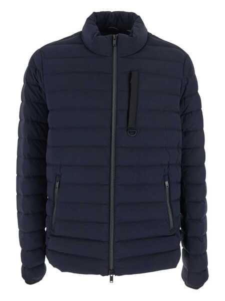 Geci de iarna Moose Knuckles Laki Blue Down Jacket With High Neck And Logo Patch On The Sleeve In Tech Fabric Man BLUE Barbati (BM 18943239) 1