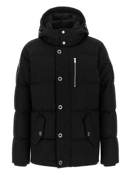 Geci de iarna Moose Knuckles Forrestville Black Down Jacket With Fixed Hood And Logo Patch On The Sleeve In Cotton Blend Man Black Barbati (BM 18943242) 2