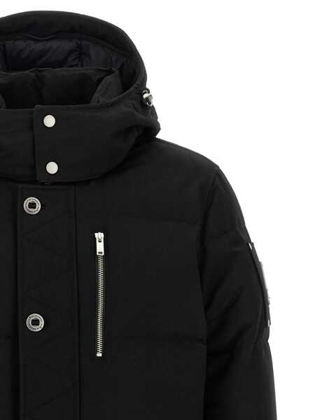 Geci de iarna Moose Knuckles Forrestville Black Down Jacket With Fixed Hood And Logo Patch On The Sleeve In Cotton Blend Man Black Barbati (BM 18943242) 4