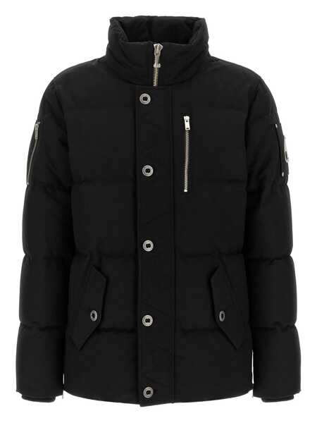 Geci de iarna Moose Knuckles Forrestville Black Down Jacket With Fixed Hood And Logo Patch On The Sleeve In Cotton Blend Man Black Barbati (BM 18943242) 1