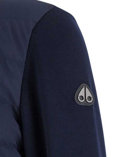 Cardigane Moose Knuckles Blue Cardigan With Knitted Inserts And Logo Patch On Sleeve In Wool And Tech Fabric Blend Man BLUE Barbati (BM 18943245) 3