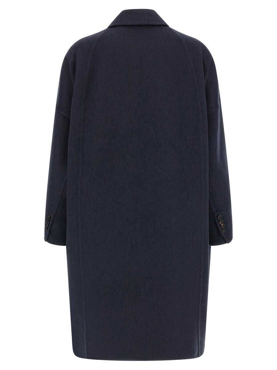 Geci Brunello Cucinelli Brunello Cucinelli Cashmere Coat BLUE Femei (BM 18943461) 2