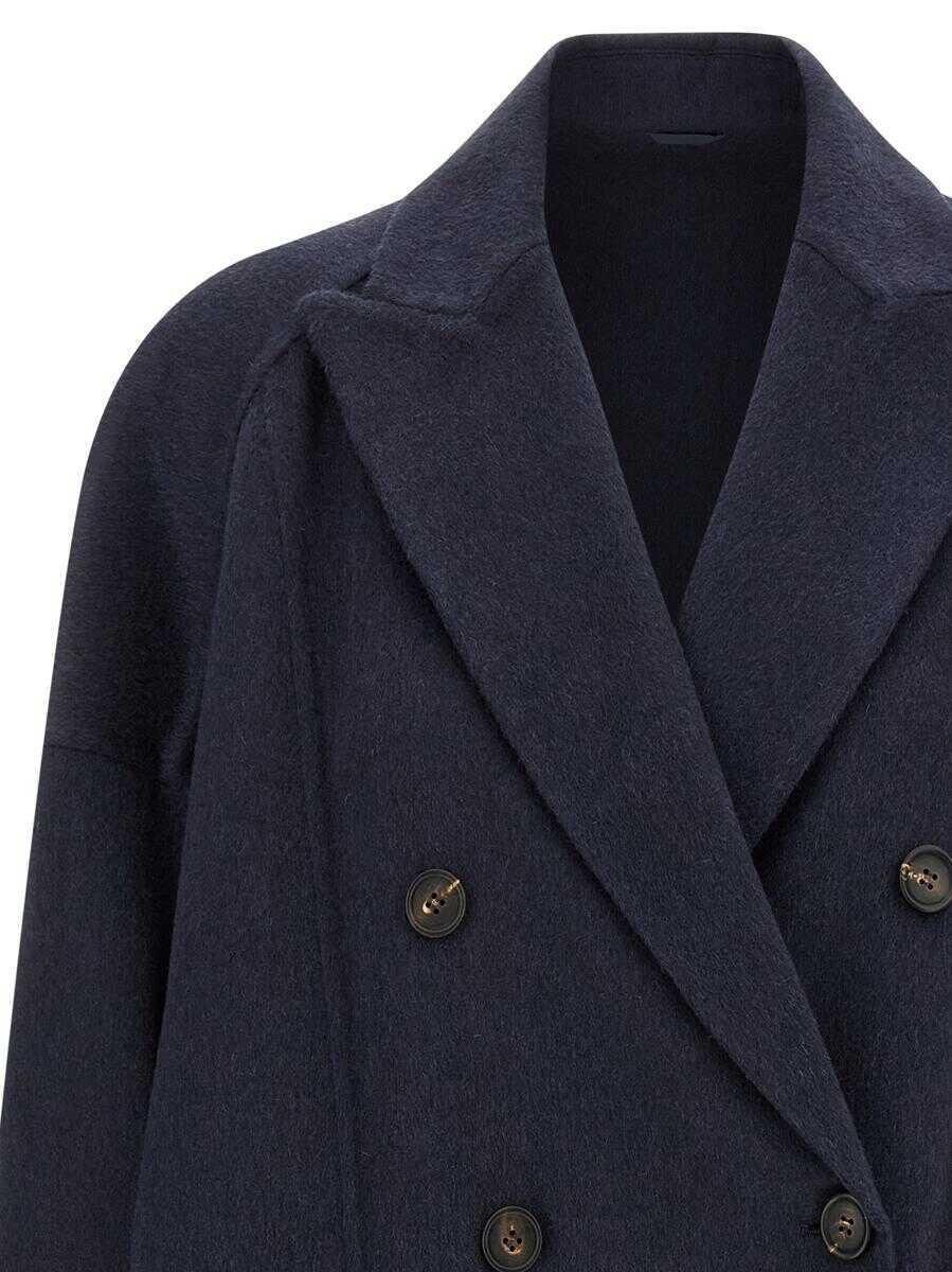 Geci Brunello Cucinelli Brunello Cucinelli Cashmere Coat BLUE Femei (BM 18943461) 3