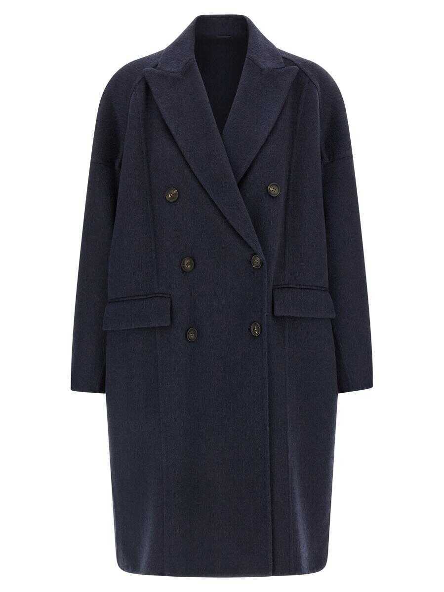 Geci Brunello Cucinelli Brunello Cucinelli Cashmere Coat BLUE Femei (BM 18943461) 1