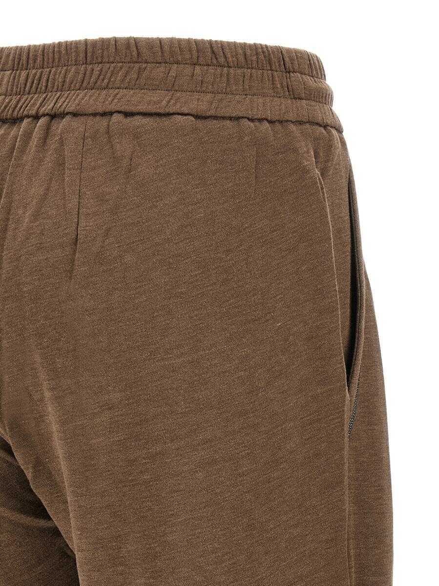 Pantaloni de trening Brunello Cucinelli Brunello Cucinelli Shiny Pocket Detail Joggers BROWN Femei (BM 18943464) 4