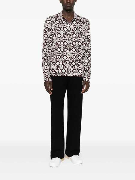 Camasi Casablanca Bordeaux Shirt With Classic Collar And All-Over Monogram In Cotton Man Red Barbati (BM 18943485) 2