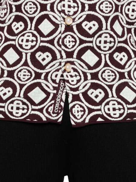 Camasi Casablanca Bordeaux Shirt With Classic Collar And All-Over Monogram In Cotton Man Red Barbati (BM 18943485) 5