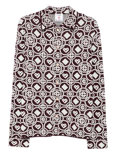 Camasi Casablanca Bordeaux Shirt With Classic Collar And All-Over Monogram In Cotton Man Red Barbati (BM 18943485) 1