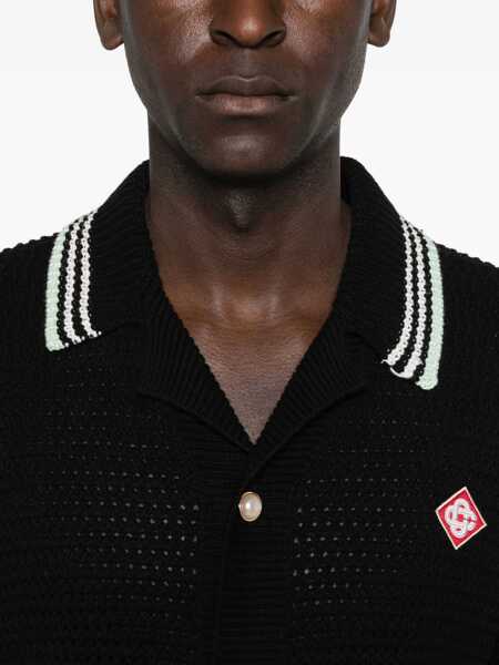 Cardigane Casablanca Black Cardigan With Logo Patch On The Front In Cotton Man Black Barbati (BM 18943488) 5