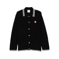 Cardigane Black Cardigan With Logo Patch On The Front In Cotton Man Barbati