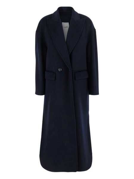 Paltoane Rame Blue Double-Breasted Coat With Peak Lapels In Wool Woman BLUE Femei (BM 18943581) 1