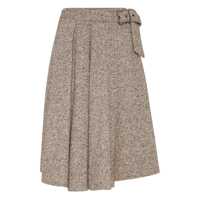 Fuste Brown Skirt With Belt And Pleated Details In Virgin Wool Blend Woman Femei