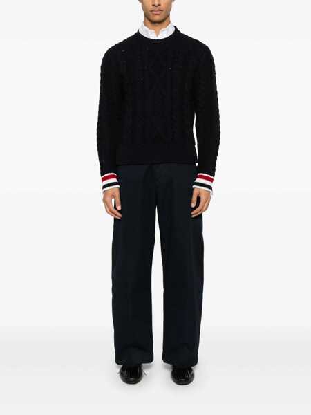 Pulovere Thom Browne Thom Browne Dark Navy Wool Knitwear BLUE Barbati (BM 18943698) 2
