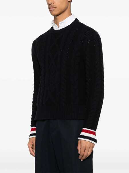 Pulovere Thom Browne Thom Browne Dark Navy Wool Knitwear BLUE Barbati (BM 18943698) 3