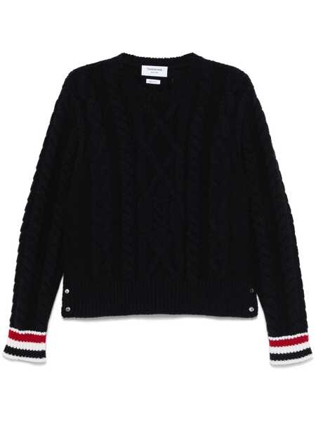 Pulovere Thom Browne Thom Browne Dark Navy Wool Knitwear BLUE Barbati (BM 18943698) 1
