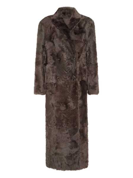 Geci Brunello Cucinelli Brunello Cucinelli Wavy Shearling Coat BROWN Femei (BM 18943908) 1