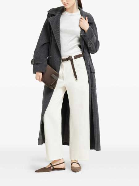 Pantaloni casual Brunello Cucinelli Brunello Cucinelli Monile Crop Pants Beige Femei (BM 18943911) 2