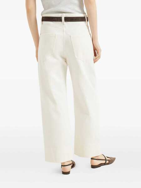 Pantaloni casual Brunello Cucinelli Brunello Cucinelli Monile Crop Pants Beige Femei (BM 18943911) 4