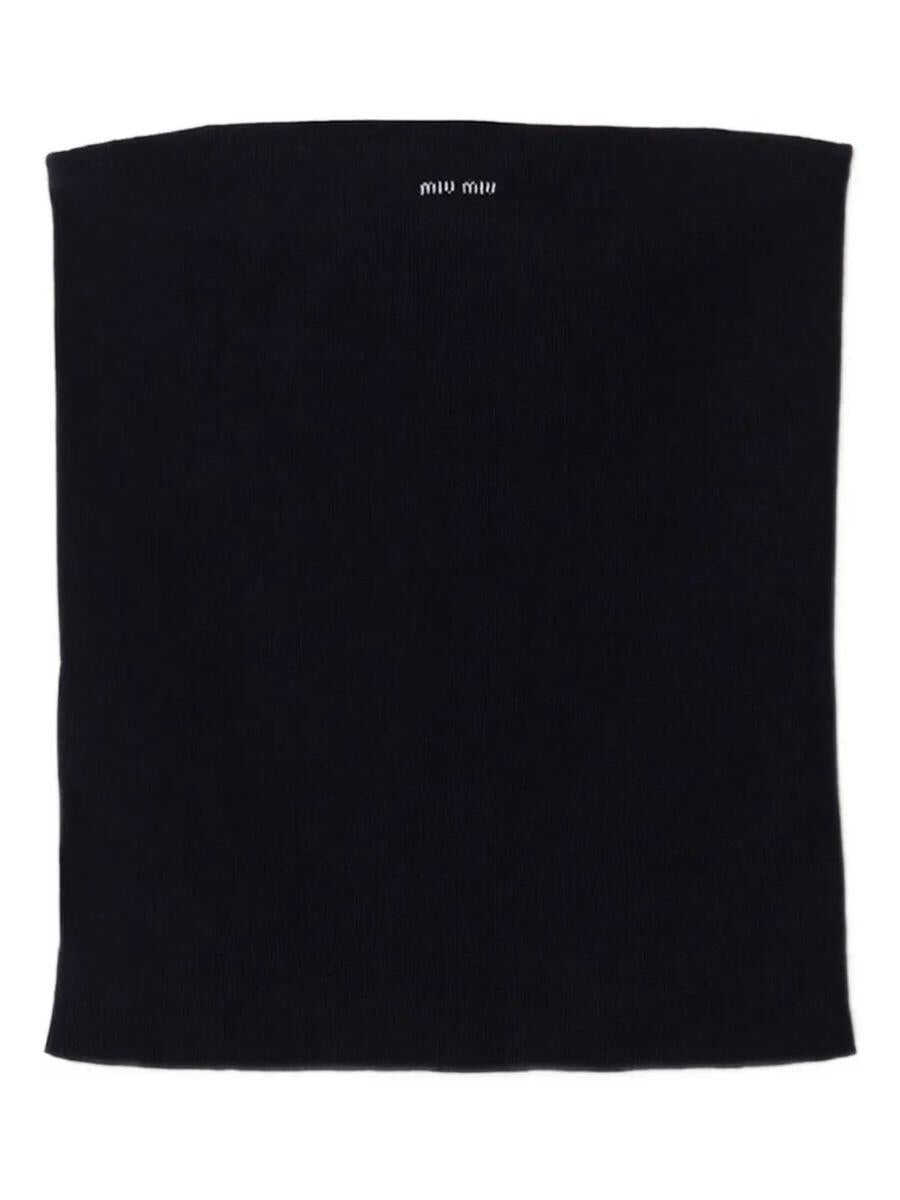 Topuri Miu Miu Miu Miu Canotta Cotton F.16 Blue Femei (BM 18943953) 1