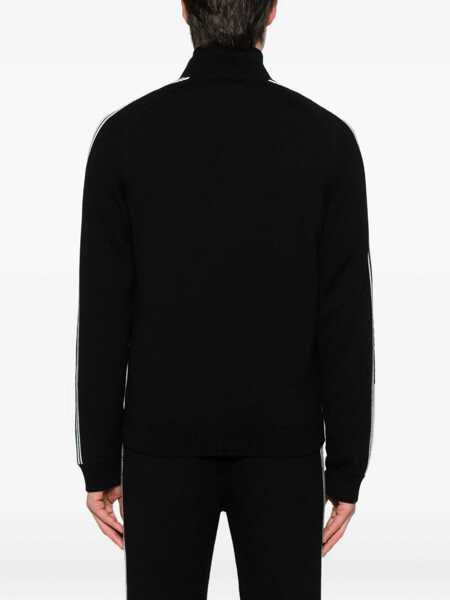 Pulovere Casablanca Black High Neck Sweatshirt With Logo Patch On The Front In Wool Man Black Barbati (BM 18943977) 4