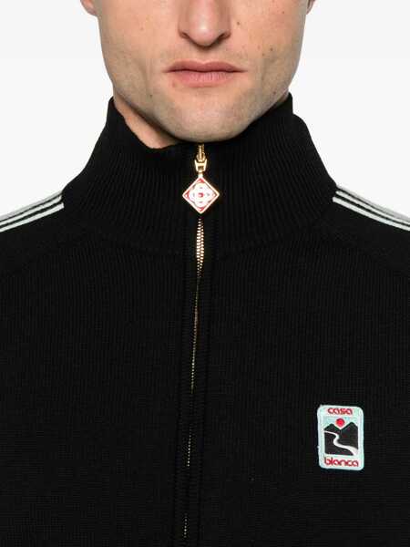 Pulovere Casablanca Black High Neck Sweatshirt With Logo Patch On The Front In Wool Man Black Barbati (BM 18943977) 5