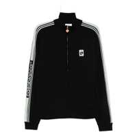Pulovere Black High Neck Sweatshirt With Logo Patch On The Front In Wool Man Barbati
