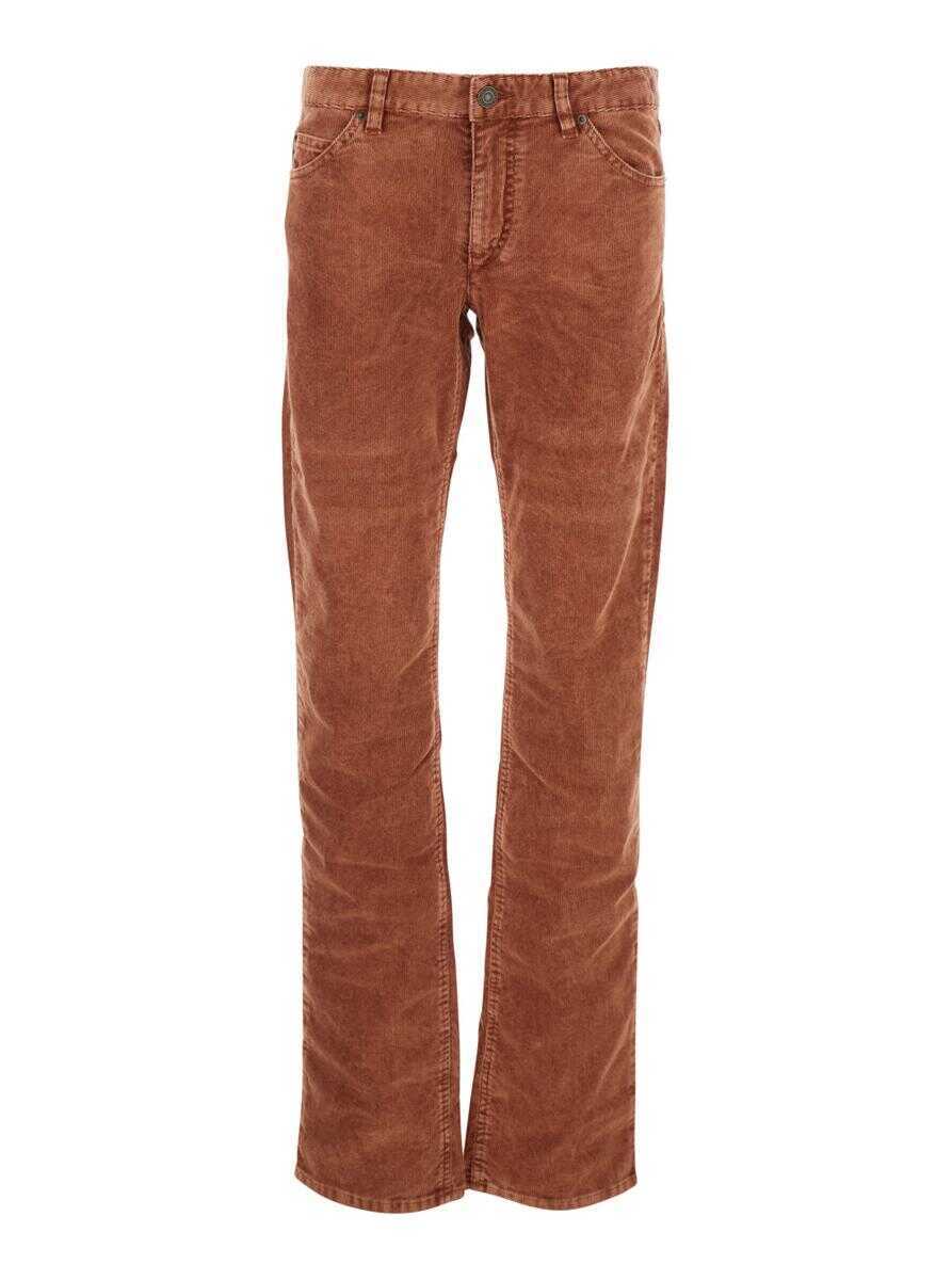 Pantaloni casual Isabel Marant Orange Trousers With Belt Loops And Back Logo Patch In Corduroy Woman ORANGE Femei (BM 18944988) 1