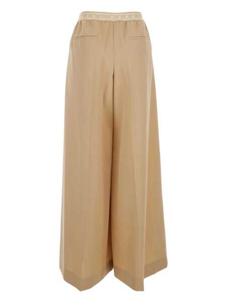 Pantaloni casual Marni Beige Pants With Elastic Waist And Logo Lettering In Wool Woman Beige Femei (BM 18945066) 2