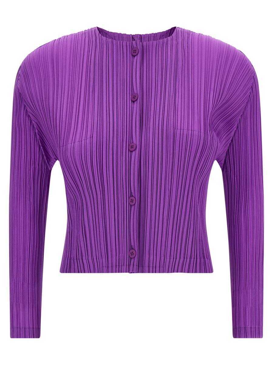 Pulovere PLEATS PLEASE ISSEY MIYAKE Pleats Please Issey Miyake Monthly Colors: August Cardigan PURPLE Femei (BM 18945243) 1