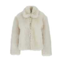 Paltoane White Fur Coat With Classic Collar In Fur Woman Femei