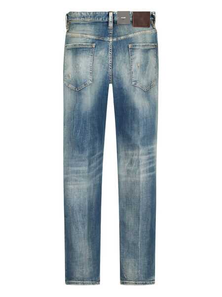 Blugi DSQUARED2 Blue Jeans With Logo Patch On The Rear And Distressed Effect In Denim Man BLUE Barbati (BM 18945942) 2