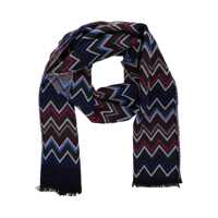 Esarfe Multicolor Scarf With Zigzag Motif And Fringed Hem In Wool Man Barbati