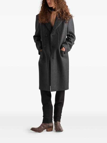 Paltoane Prada Prada Single-Breasted Wool Coat GREY Barbati (BM 18947217) 2