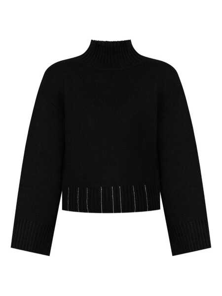 Pulovere Fabiana Filippi MERINO WOOL CROPPED TURTLE NECK SWEATER Black   Femei (BM 18948486) 1