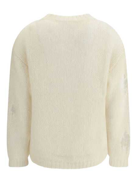 Pulovere Fabiana Filippi MOHAIR RIPPED EFFECT CREWNECK SWEATER WITH GOLD DETAIL White Femei (BM 18948489) 3