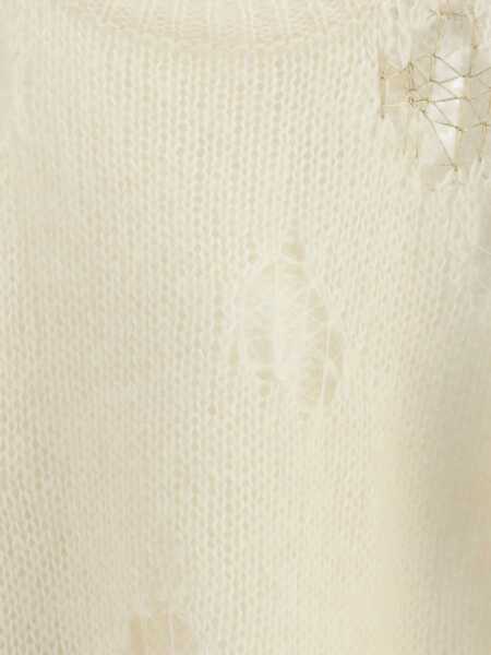 Pulovere Fabiana Filippi MOHAIR RIPPED EFFECT CREWNECK SWEATER WITH GOLD DETAIL White Femei (BM 18948489) 4
