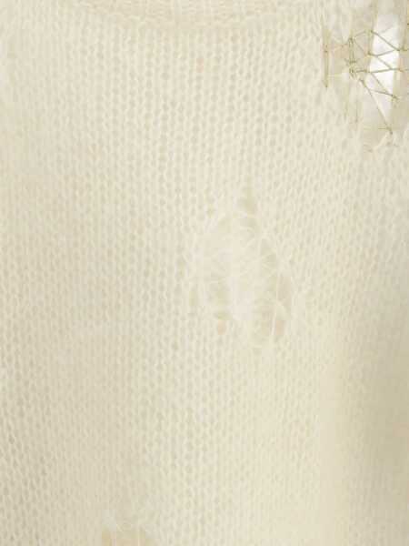 Pulovere Fabiana Filippi MOHAIR RIPPED EFFECT CREWNECK SWEATER WITH GOLD DETAIL White Femei (BM 18948489) 5