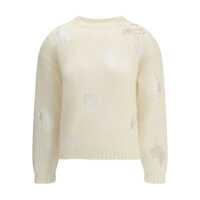 Pulovere MOHAIR RIPPED EFFECT CREWNECK SWEATER WITH GOLD DETAIL Femei