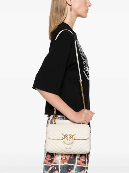 Genti de mana Pinko Love Lady Mini Handbag BIANCO SETA-ANTIQUE GOLD Femei (BM 18948604) 2