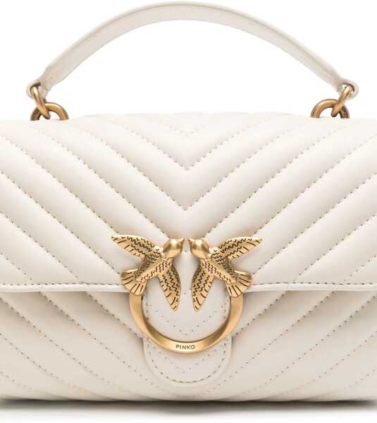 Genti de mana Pinko Love Lady Mini Handbag BIANCO SETA-ANTIQUE GOLD Femei (BM 18948604) 4