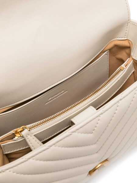 Genti de mana Pinko Love Lady Mini Handbag BIANCO SETA-ANTIQUE GOLD Femei (BM 18948604) 5