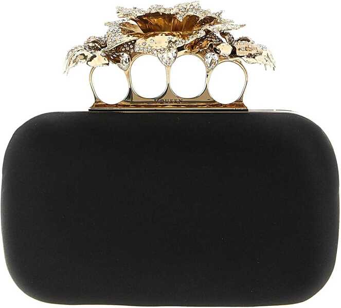 Genti plic Alexander McQueen Carnation Knuckle Clutch BLACK/GOLD Femei (BM 18948637) 2