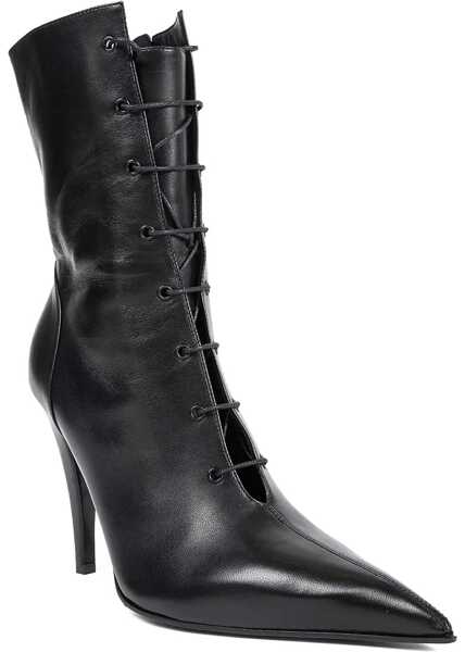 Bocanci casual Alexander McQueen Leather Ankle Boots BLACK Femei (BM 18948649) 2