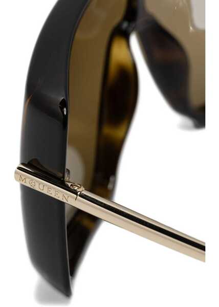 Ochelari de soare Alexander McQueen Havana T-Bar Visor Sunglasses HAVANA/GOLD/BROWN Femei (BM 18948658) 3