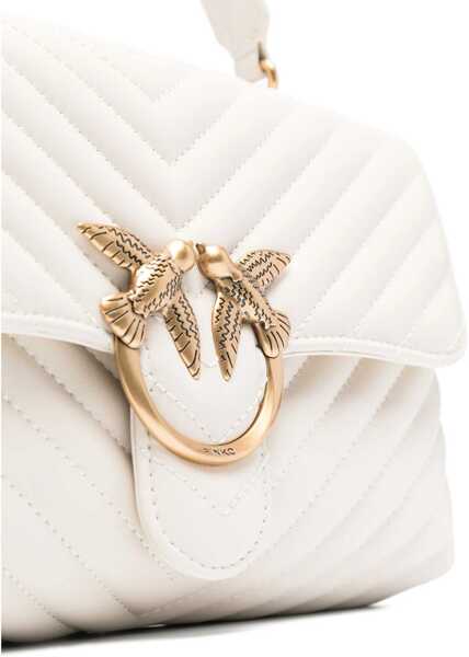 Genti de mana Pinko Love Lady Handbag BIANCO SETA-ANTIQUE GOLD Femei (BM 18948679) 4