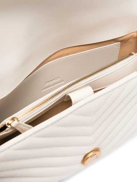 Genti de mana Pinko Love Lady Handbag BIANCO SETA-ANTIQUE GOLD Femei (BM 18948679) 5