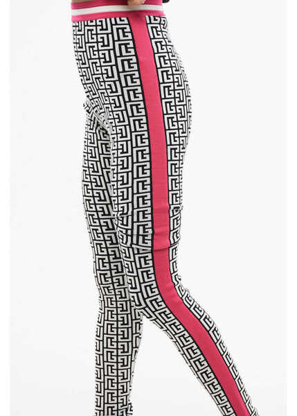 Colanti Balmain Monogram Patterned Knitted Leggings Black & White Femei (BM 18948919) 3