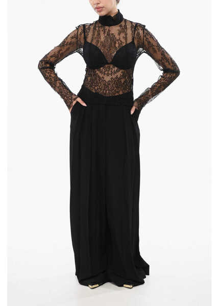 Bluze Balmain Long Sleeved See-Through Lace Top Black Femei (BM 18948922) 4