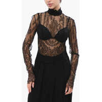 Bluze Long Sleeved See-Through Lace Top Femei