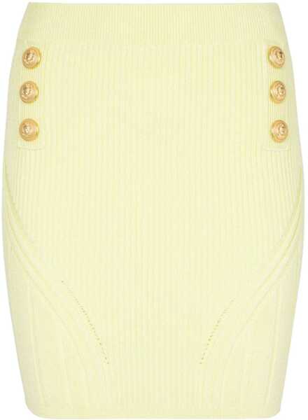 Fuste scurte Balmain Knitted Miniskirt With Double-Breasted Design Yellow Femei (BM 18949345) 1